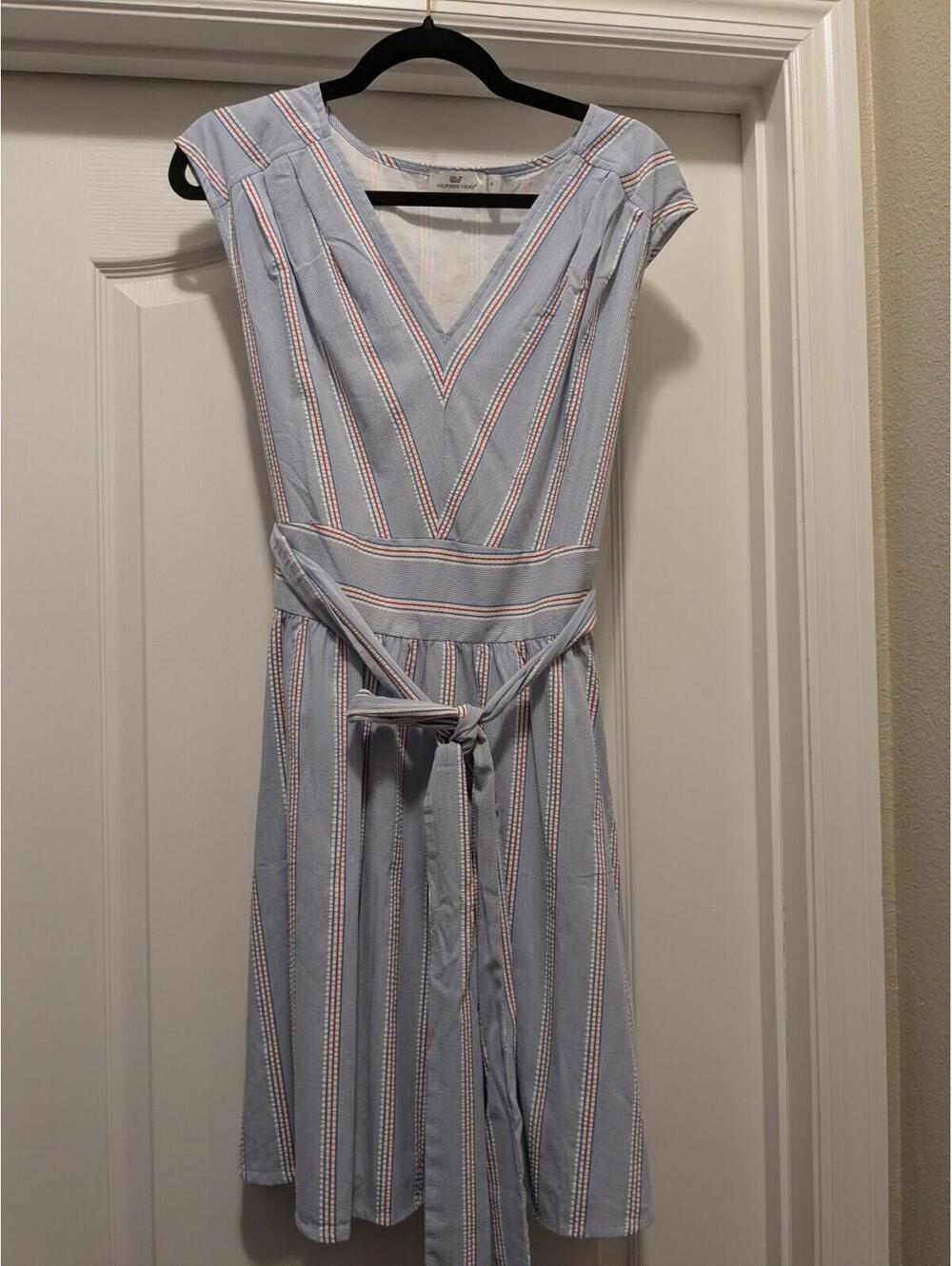 Vineyard Vines Seersucker Dress Red White Blue Stripes Size 14
